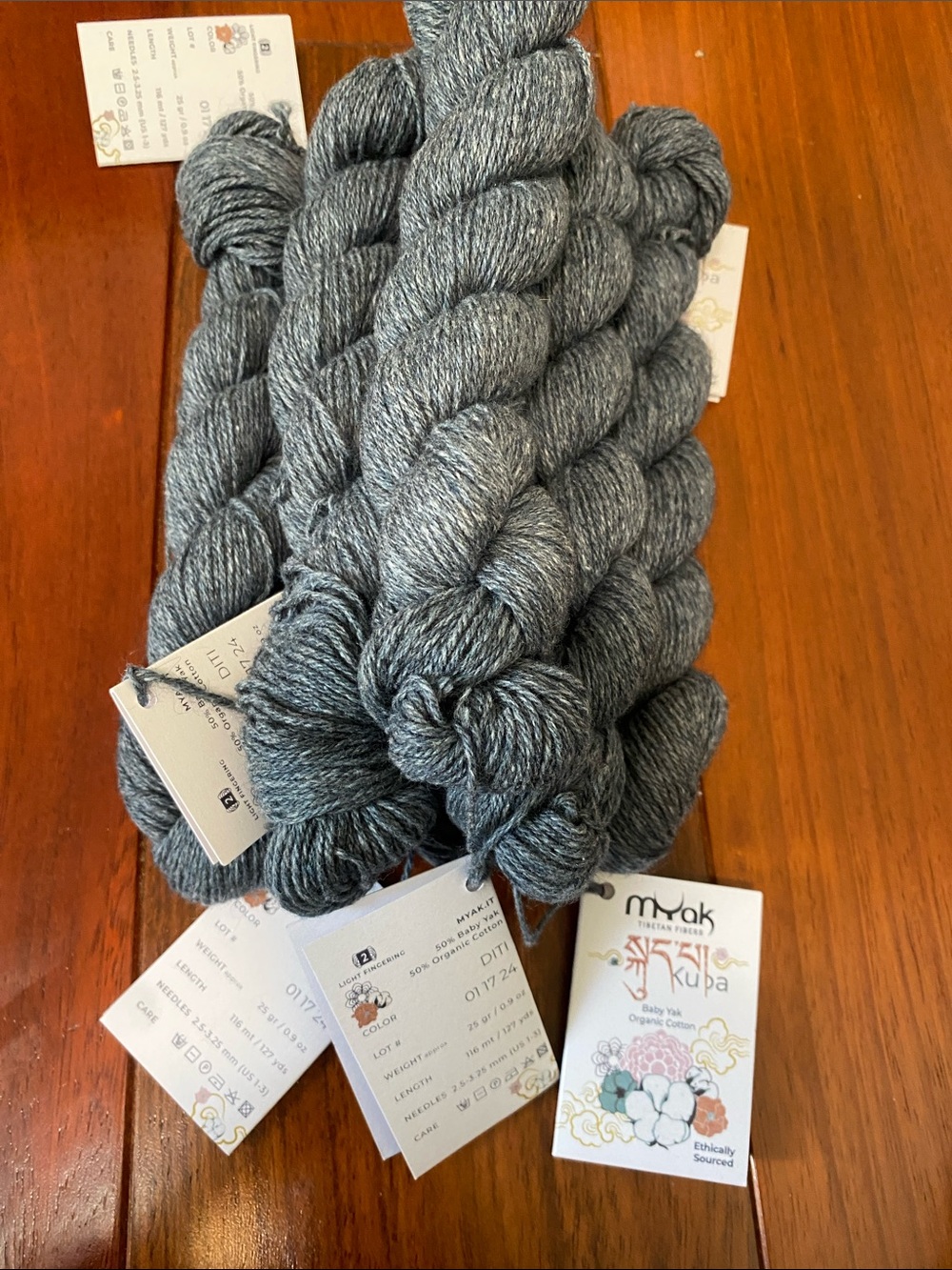 Myak Krupa organic cotton  Heathered blue Yarn - 6 skeins 25g 116m